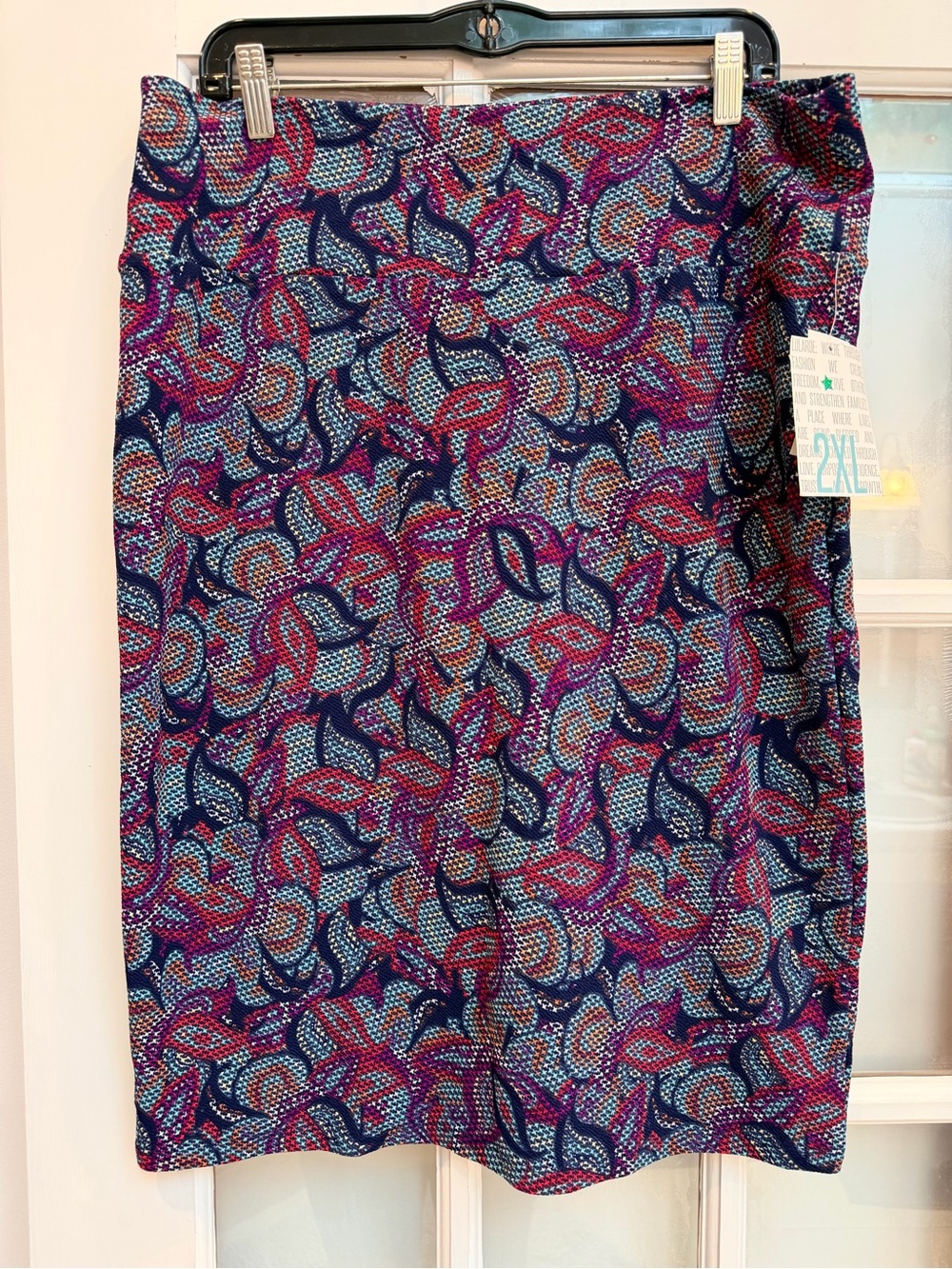 LuLaRoe Digital Floral Feminine Pull-On Cassie Pencil Skirt Plus Size 2X NWT